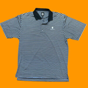 FootJoy Athletic Golf Mission Inn Country Club Striped Black Blue Shirt Men's L